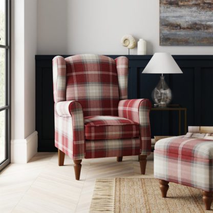 An Image of Oswald Check Wingback Armchair