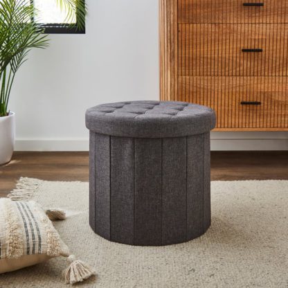 An Image of Round Shoe Storage Ottoman, Grey