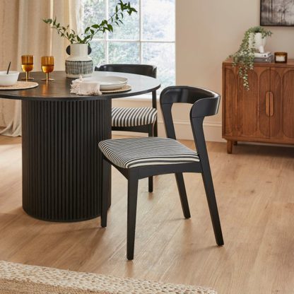 An Image of Melia Set of 2 Dining Chairs, Striped Fabric