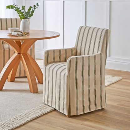 An Image of Lewin Carver Loose Cover Dining Chair, Striped