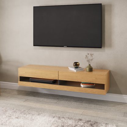 An Image of Delta 180cm Wall TV Unit with LEDs for TVs up to 80" Anthracite