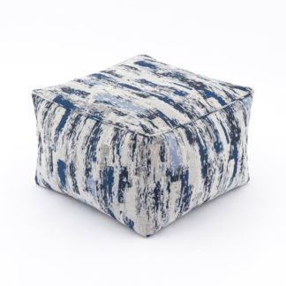 An Image of Abstract Global Navy Cube Pouffe