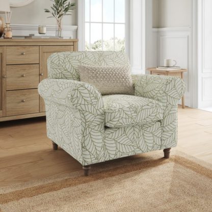 An Image of Flori Woven Leaf Fabric Armchair