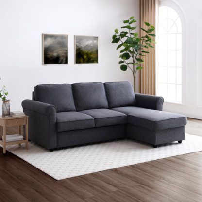 An Image of Kayden Fabric Traditional Scroll Arm Corner Sofa Bed