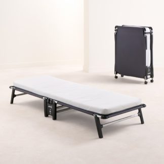 An Image of Jay-Be – Single - Hideaway Folding Bed with Rebound e-Fibre Mattress – White/Black – Metal/Fabric – 3ft