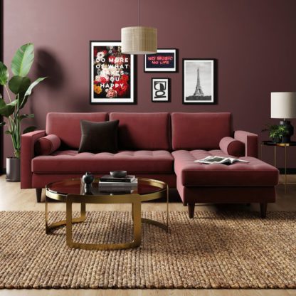 An Image of Zoe Velvet Corner Chaise Sofa