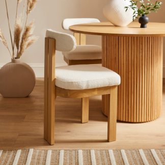 An Image of Lovato Dining Chair Stained Oak, Ivory Boucle