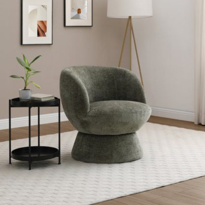 An Image of Tulip Chenille Curved Swivel Accent Chair