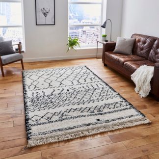 An Image of Black and White Boho 5402 Rug