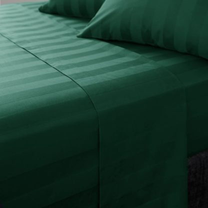 An Image of Hotel 230 Thread Count Satin Stripe 100% Cotton Flat Sheet