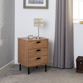 An Image of Barker 3 Drawer Bedside Table, Oak Effect