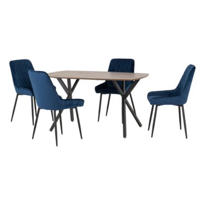 An Image of Athens Rectangular Dining Table with 4 Avery Chairs, Oak Effect