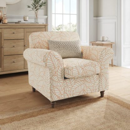 An Image of Flori Woven Leaf Fabric Armchair