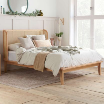 An Image of Astrid Rattan Bed Frame, Oak