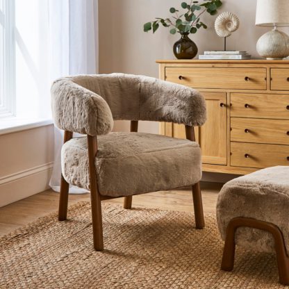 An Image of Cleo Supersoft Faux Fur Accent Chair Taupe