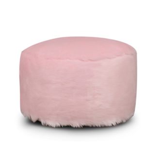 An Image of Kaikoo Pink Faux Fur Footstool