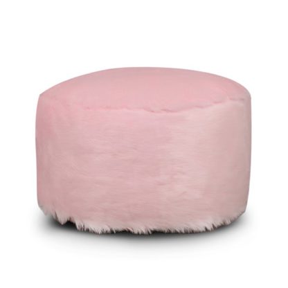 An Image of Kaikoo Pink Faux Fur Footstool