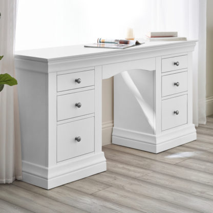 An Image of Clermont - 6-Drawer Dressing Table - Surf White - Wooden - Happy Beds