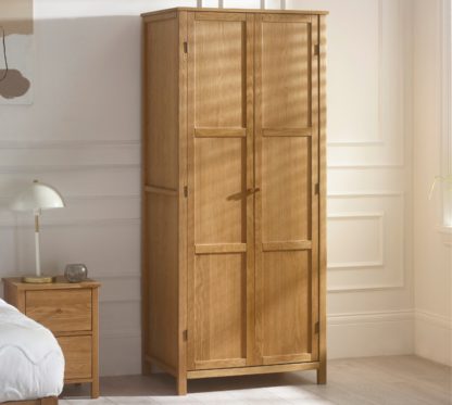 An Image of Coxmoor – 2 Door Wardrobe – Oak – Wooden - Happy Beds