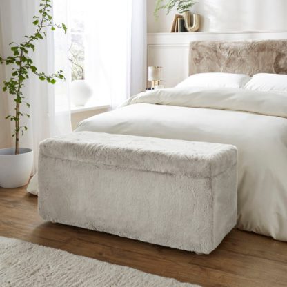 An Image of Elysia End of Bed Ottoman, Faux Fur