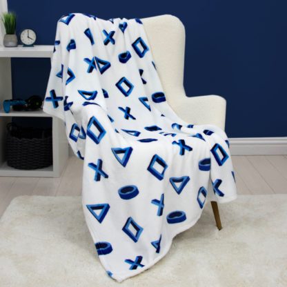 An Image of Playstation Level Fleece Blanket White