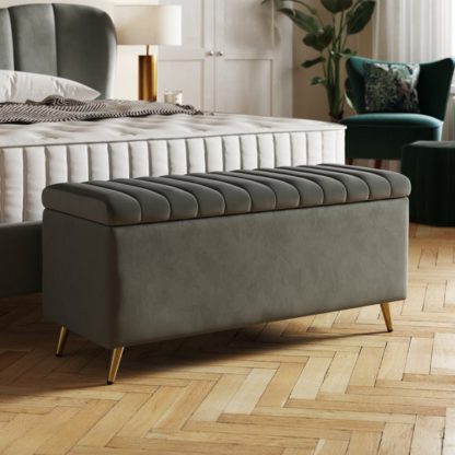 An Image of Starla Pleated Velvet End of Bed Ottoman