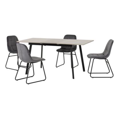 An Image of Avery Rectangular Extendable Dining Table with 4 Lukas Chairs