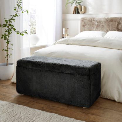 An Image of Elysia End of Bed Ottoman, Faux Fur