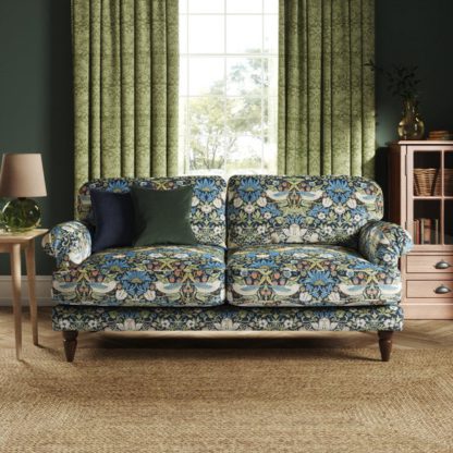 An Image of Jolene William Morris Strawberry Thief Print Velvet 3 Seater Sofa