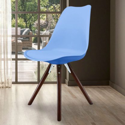 An Image of Fusion Living Soho White Plastic Dining Chair with Pyramid Legs