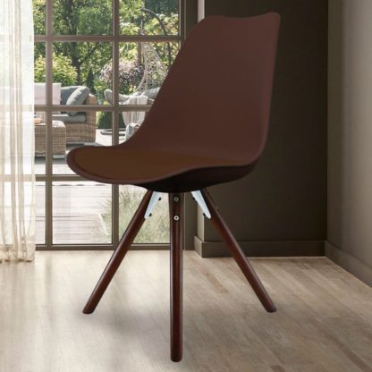 An Image of Fusion Living Soho White Plastic Dining Chair with Pyramid Legs