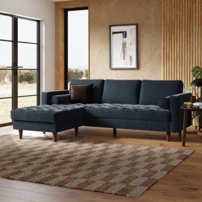 An Image of Zoe Casual Sit Velvet Corner Chaise Sofa