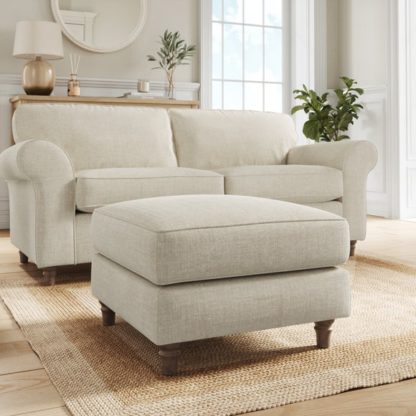 An Image of Flori Tonal Plush Chenille Footstool