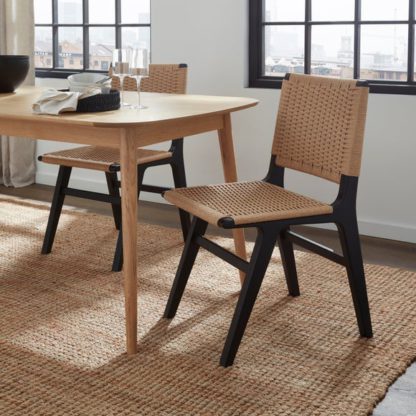 An Image of Karla Rectangular Extendable Dining Table with 4 Cordella Natural Oak Dining Chairs