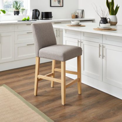 An Image of Oakley Counter Height Bar Stool, Tan Faux Leather