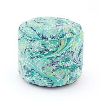 An Image of Feather Marble Teal Pouffe