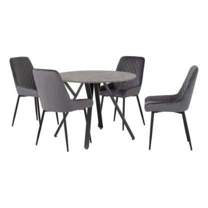 An Image of Athens Round Dining Table with 4 Avery Chairs