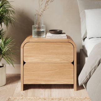 An Image of Bennett 2 Drawer Bedside Table, Light Oak