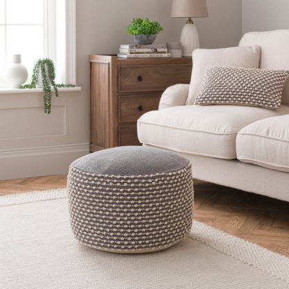 An Image of Jersey Bobble Round Pouffe