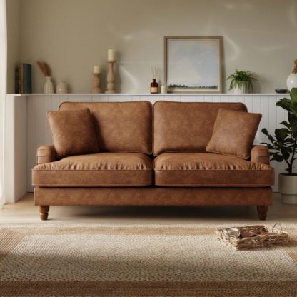 An Image of Beatrice Relaxed Faux Leather 3 Seater Sofa