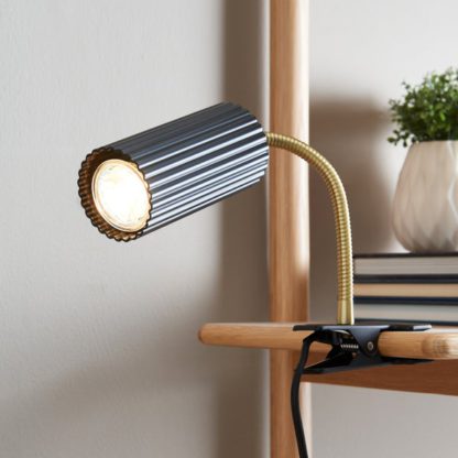 An Image of Georgi Industrial Ribbed Adjustable Clip On Table Lamp