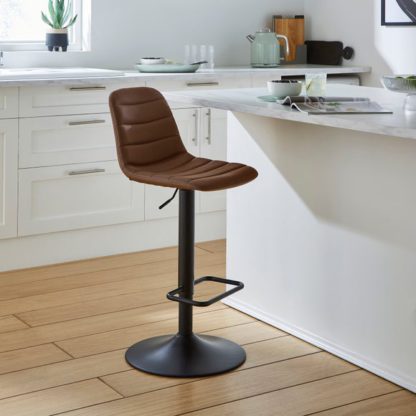 An Image of Ralph Adjustable Height Bar Stool, Faux Leather