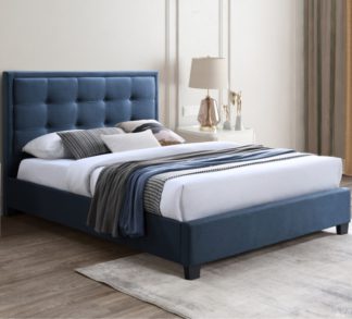 An Image of Gainford – Double – Low Foot-End Bed – Blue– Fabric – 4ft6 - Happy Beds