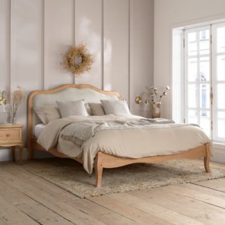 An Image of Alana – King Size– Low Foot-End Bed – Grey/Oak – Fabric/Wooden – 5ft - Happy Beds