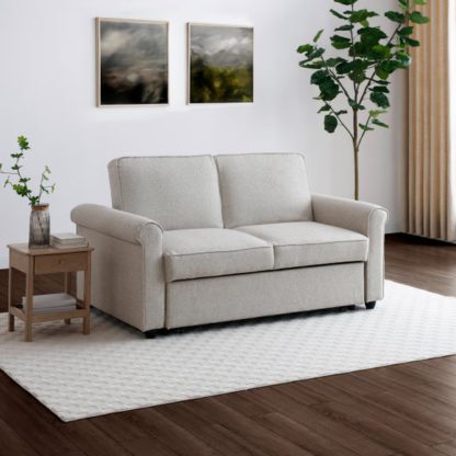 An Image of Kayden Fabric 2 Seater Scroll Arm Sofabed