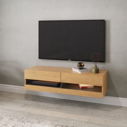 An Image of Delta 180cm Wall TV Unit with LEDs for TVs up to 80" Anthracite