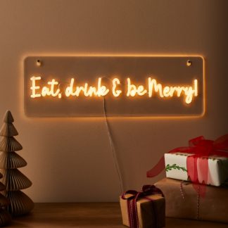 An Image of Eat, Drink & Be Merry Neon Sign Off-White