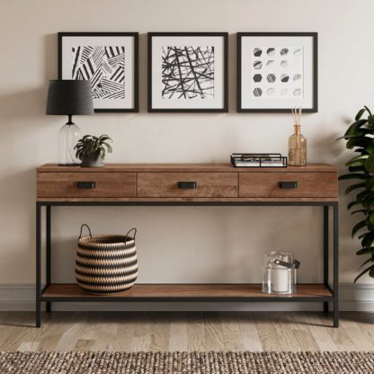 An Image of Fulton Extra Wide Console Table, Pine Effect