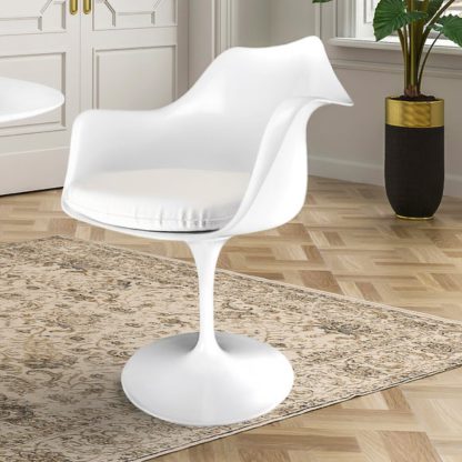 An Image of Fusion Living White Tulip Dining Chair with PU Cushion