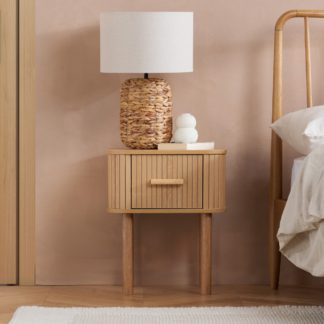 An Image of Axel - 1 Drawer Fluted Bedside Table - Oak - Wooden - Happy Beds